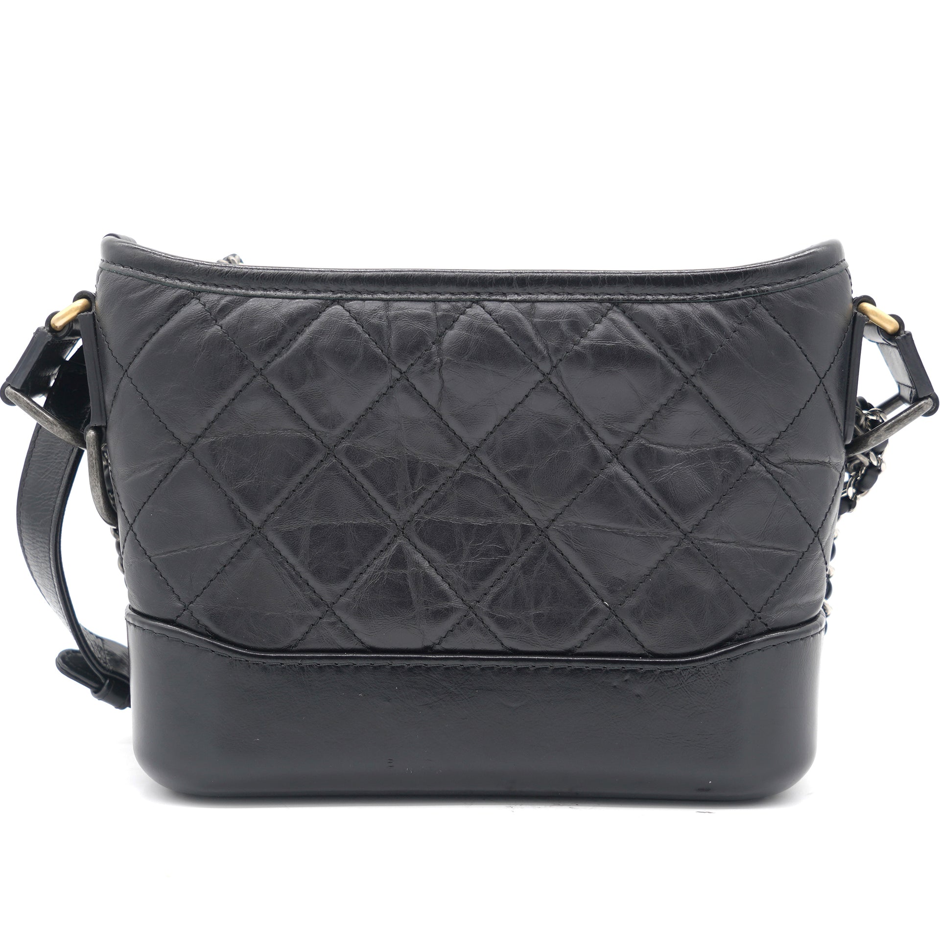 Chanel Gabrielle Hobo Bag Diamond Gabrielle Quilted Aged/Smooth Small Black  - US