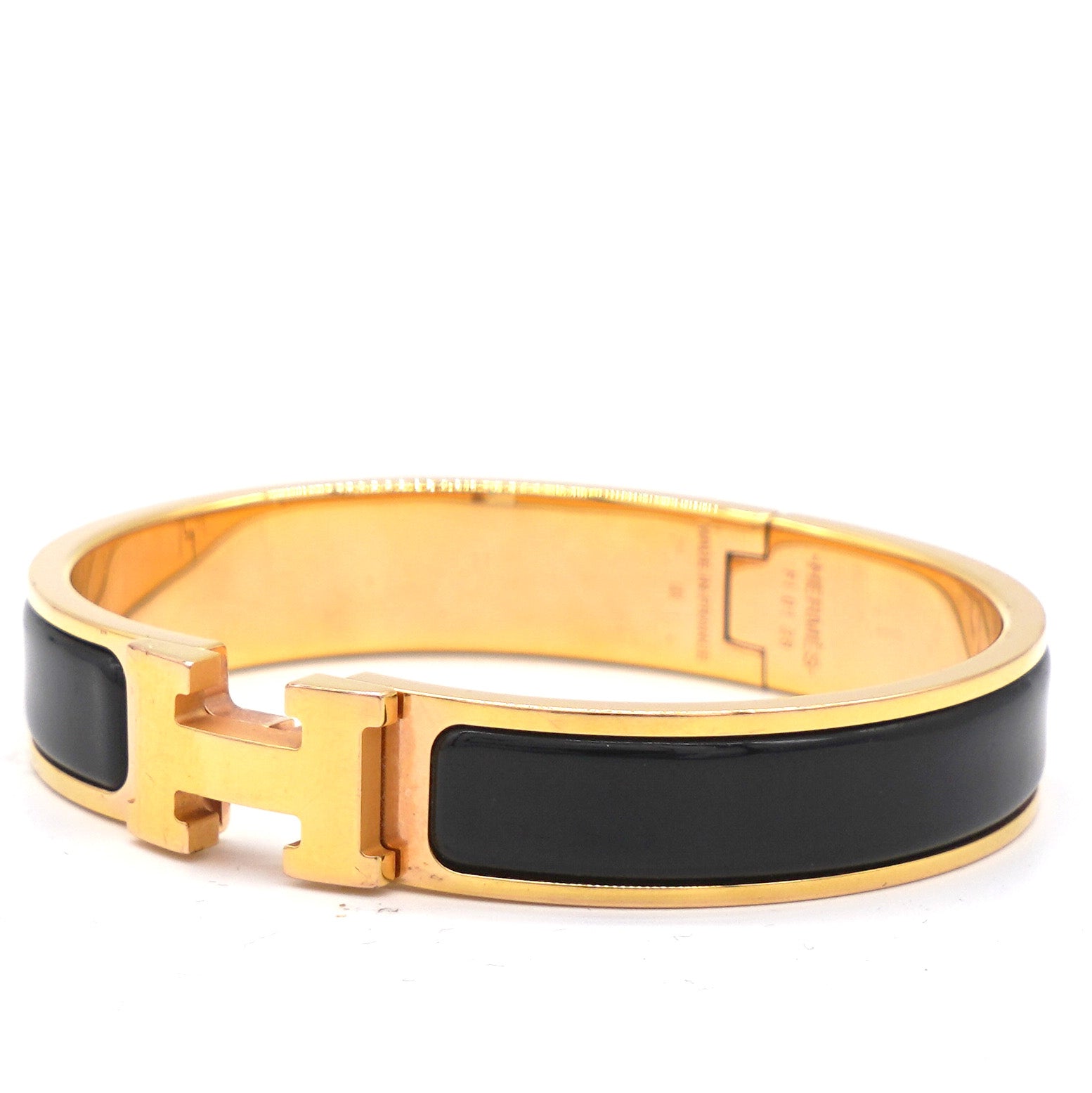 Clic H Bracelet Black with Yellow Gold Hardware