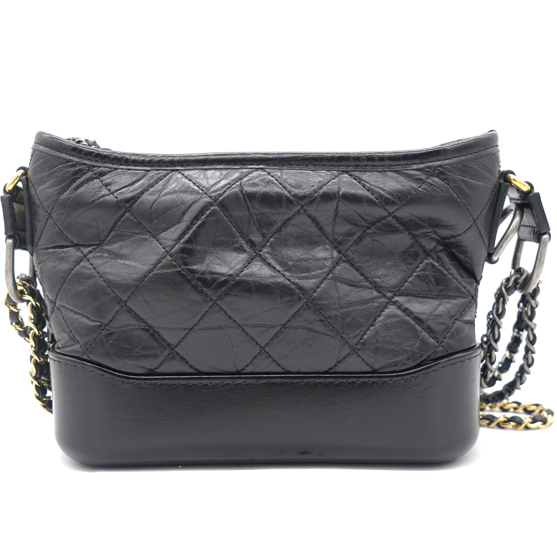 Black Aged Calfskin Quilted Charms Small Gabrielle Bag