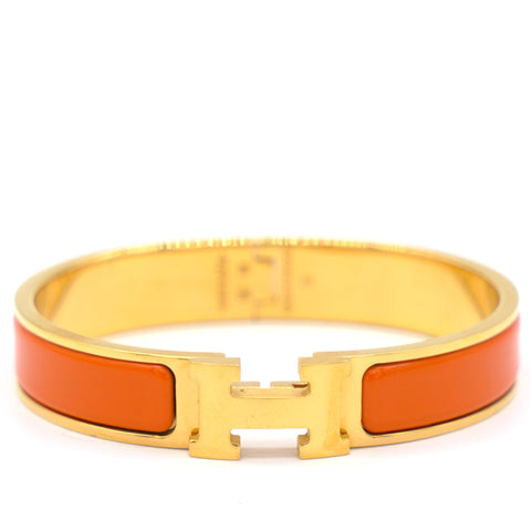 Clic H Bracelet Orange with Yellow Gold Hardware MM