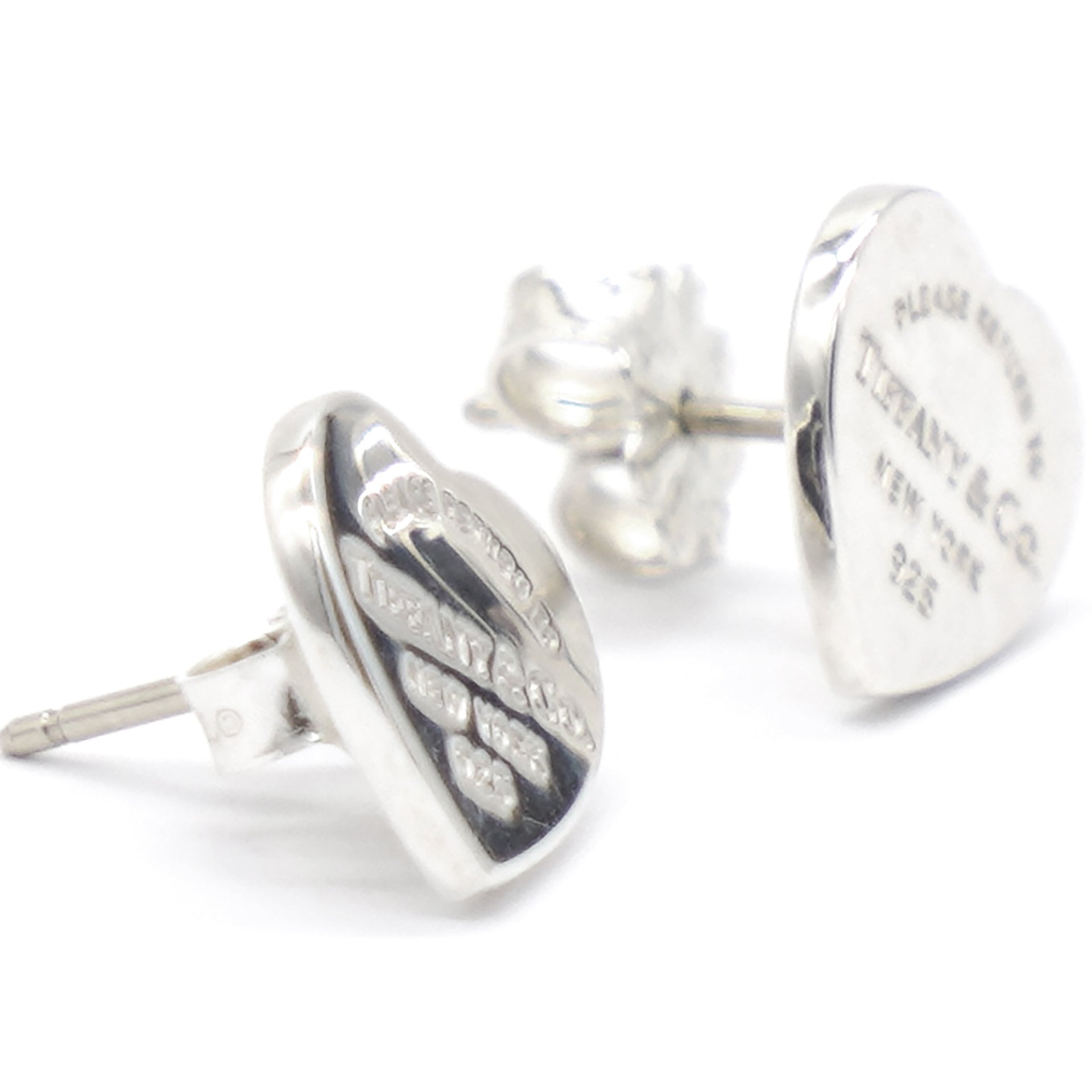 Preloved Tiffany & Co. Return To Rubedo Metal Mini Heart Earrings NO BACKS