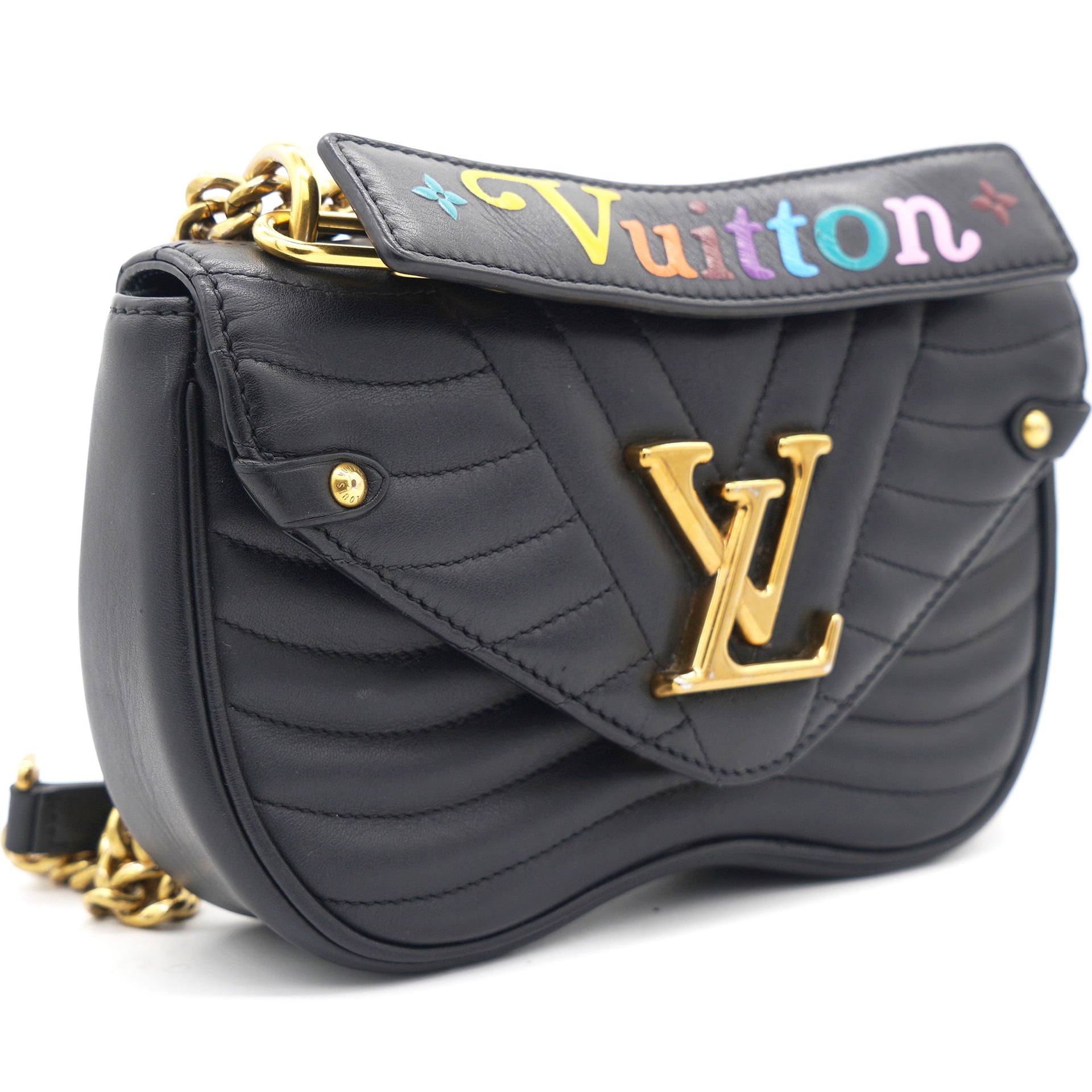Louis Vuitton LV New Wave Chain Bag Quilted Black in Cowhide