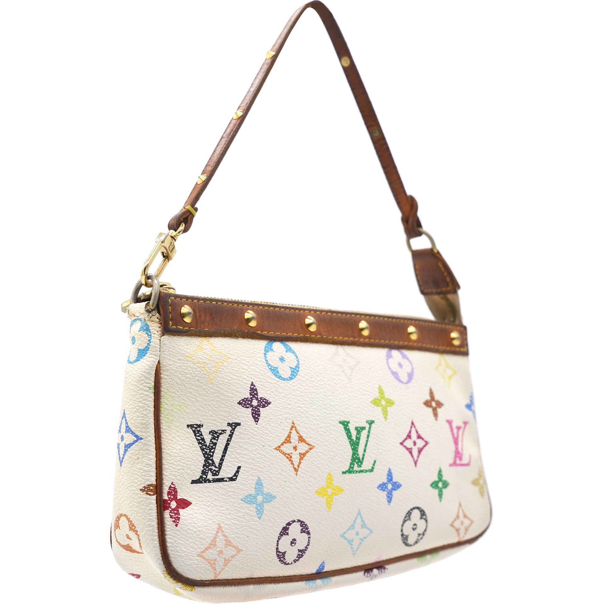 Louis Vuitton White Multicolor Monogram Canvas Pochette Bag – STYLISHTOP