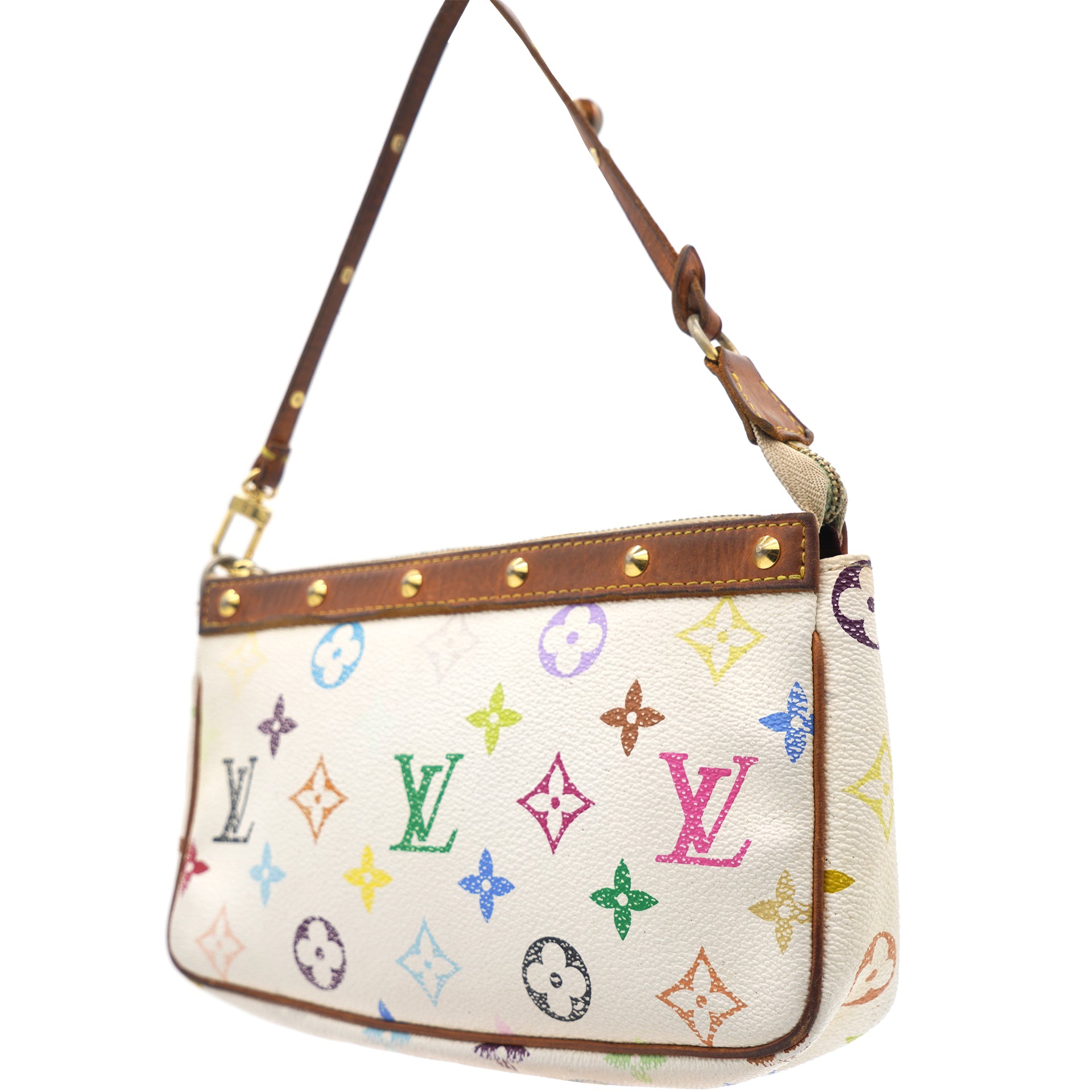 Louis Vuitton White Multicolor Monogram Canvas Pochette Bag – STYLISHTOP
