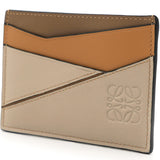 Puzzle color-block textured-leather cardholder