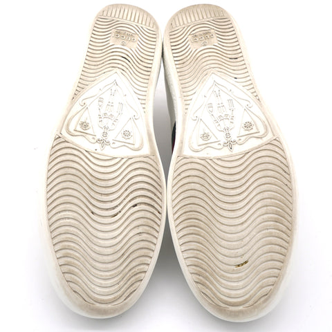 White Leather And Python Embossed Leather Ace Sneakers 38