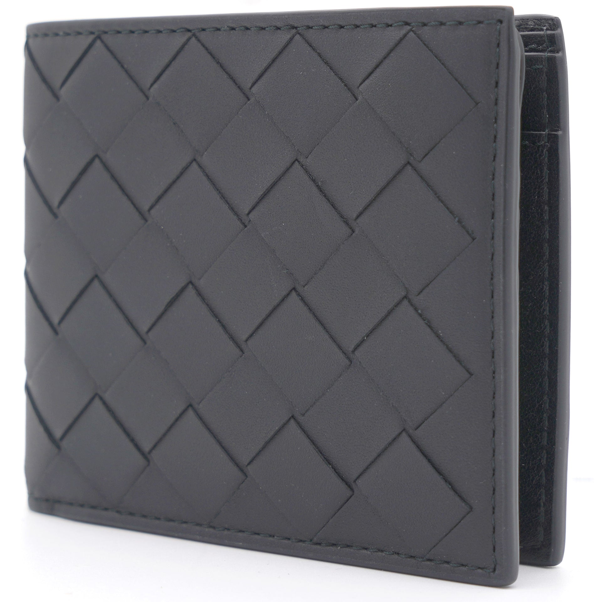 Black Intrecciato Leather Bifold Wallet