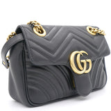 Calfskin Matelasse Mini GG Marmont Shoulder Bag Black
