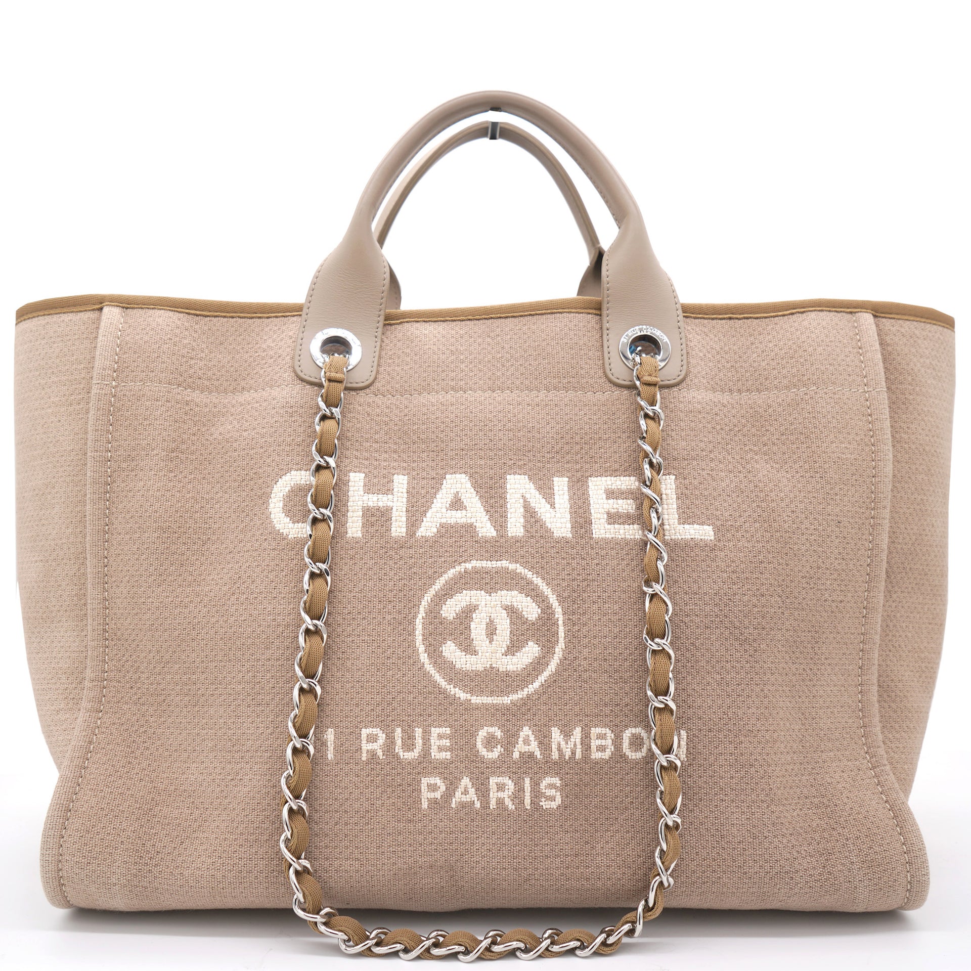 Chanel Beige Tweed Deauville Shopping Tote Bag – STYLISHTOP