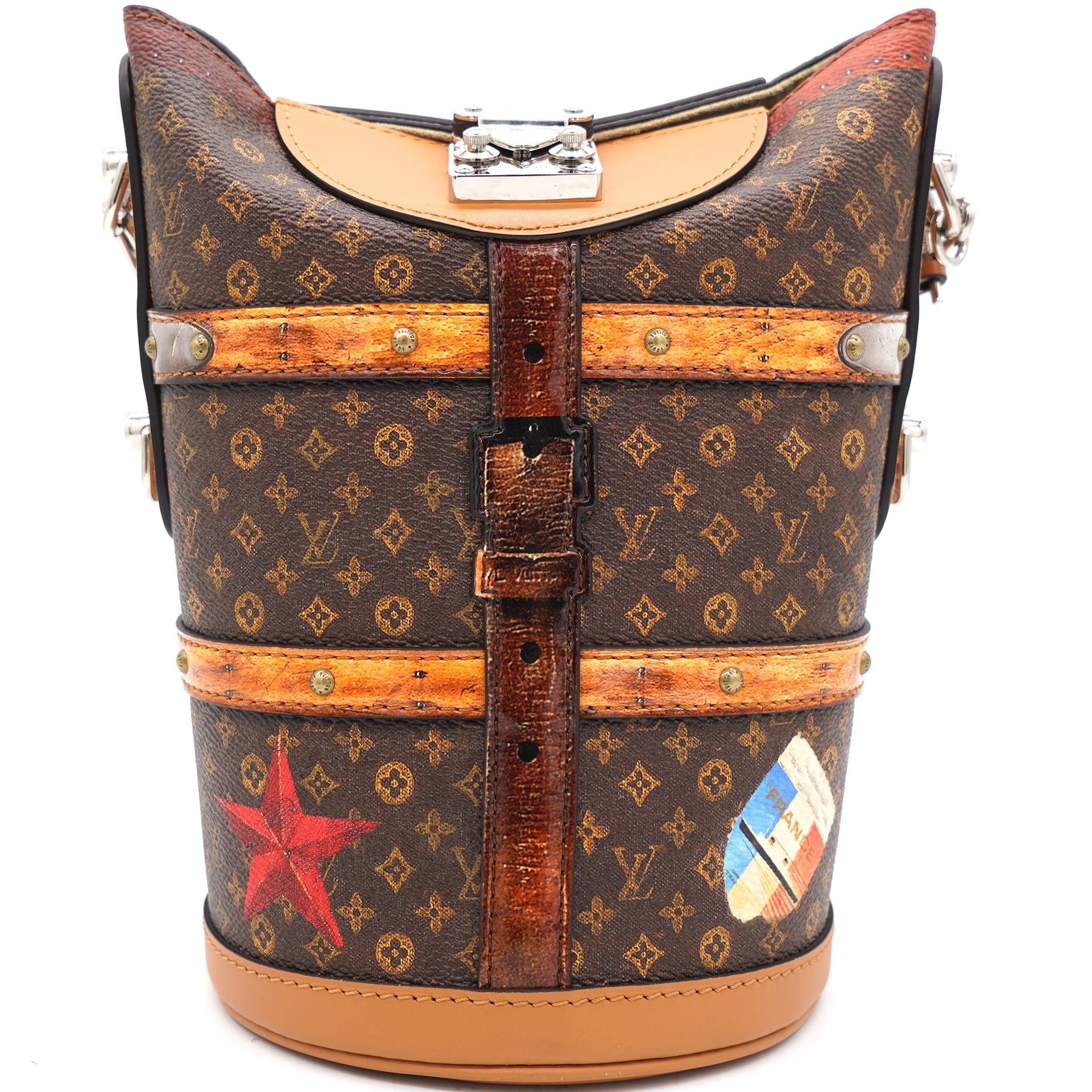 Louis Vuitton LV Monogram Canvas & Leather Trunk Duffle Crossbody 3  Ways Bag
