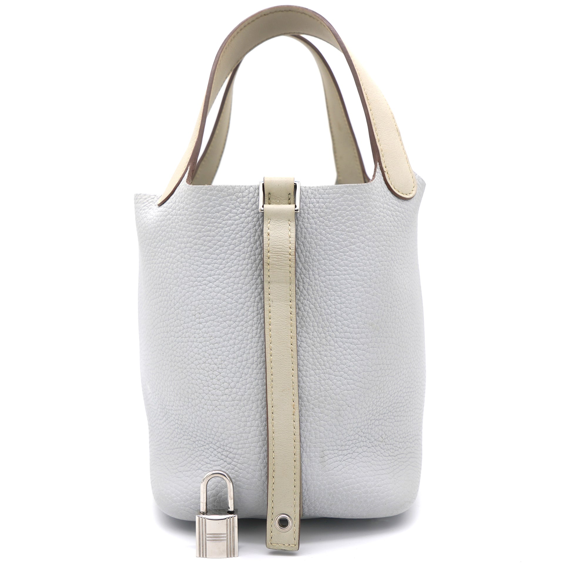 Grey/White Clemence Leather Picotin Lock 18 Bag