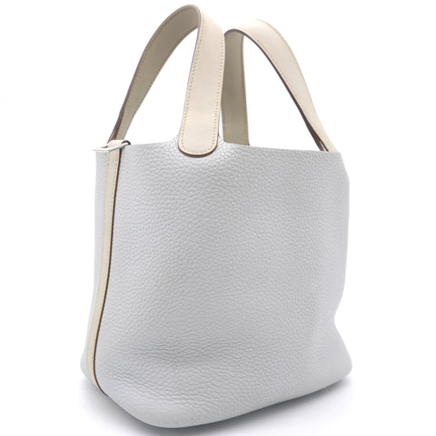 Grey/White Clemence Leather Picotin Lock 18 Bag