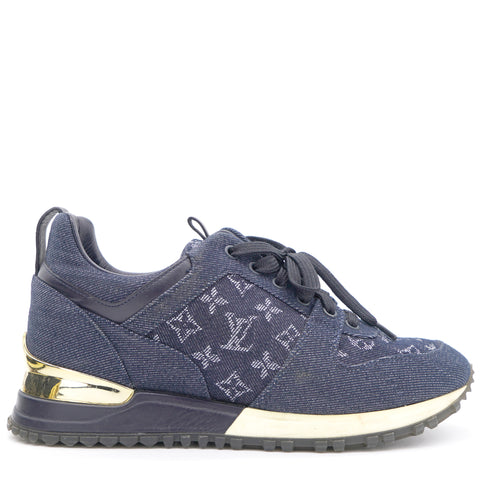 Blue Denim And Leather Run Away Sneakers 36
