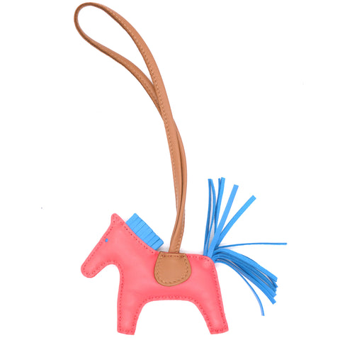 Blue/Pink Lambskin Rodeo PM Horse Bag Charm