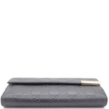 Black Guccissima Leather Flap Long Wallet
