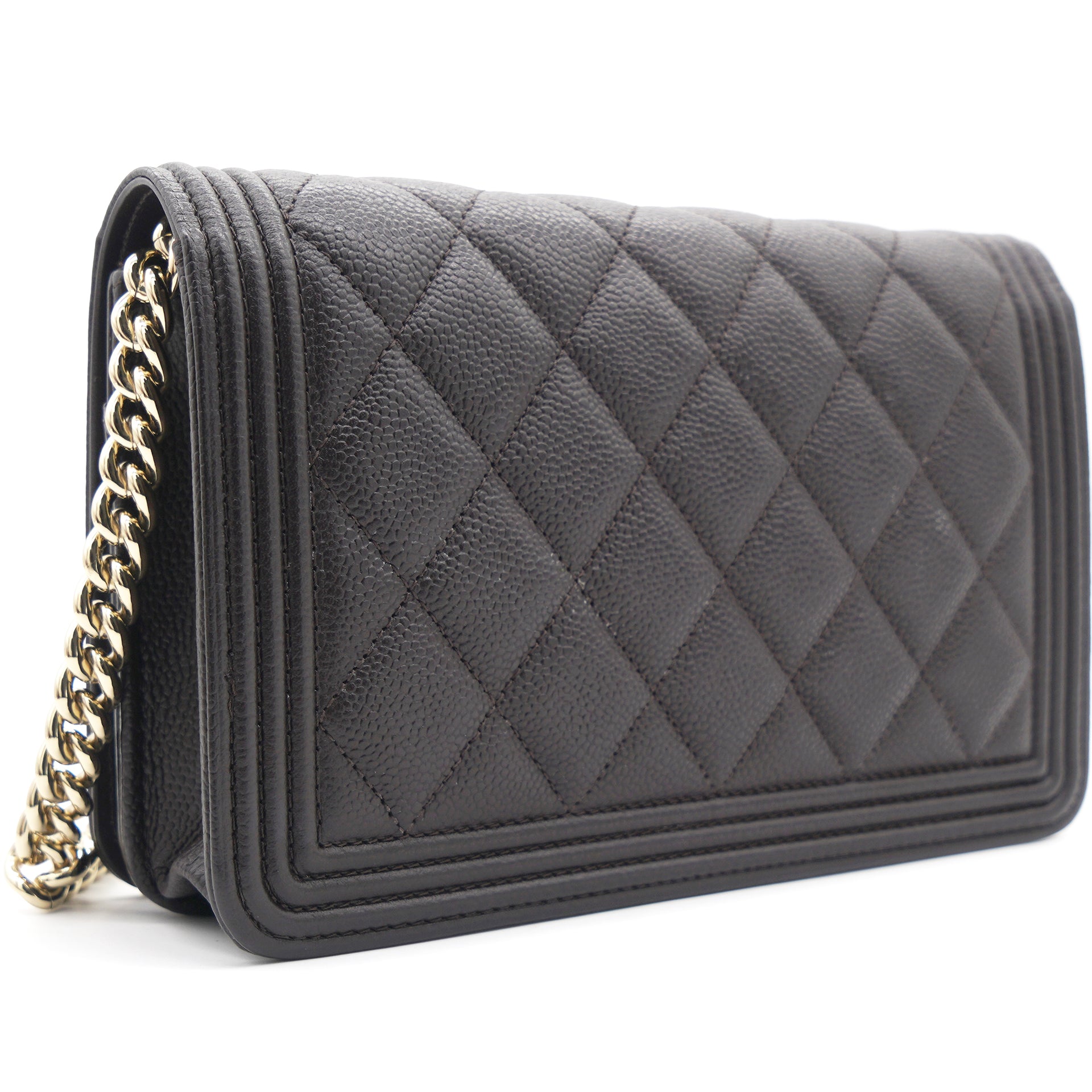 Caviar Quilted Boy Wallet on Chain WOC Brown