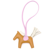 Sesame/Pink Lambskin Rodeo PM Horse Bag Charm