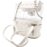 Classic Flap Crumpled Vanity and Resin White Leather Pvc Backpack