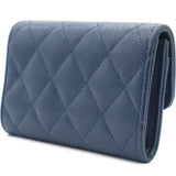 Navy Quilted Caviar Small Classic Flap Wallet