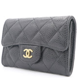 Black Quilted Caviar Small Classic Flap Wallet