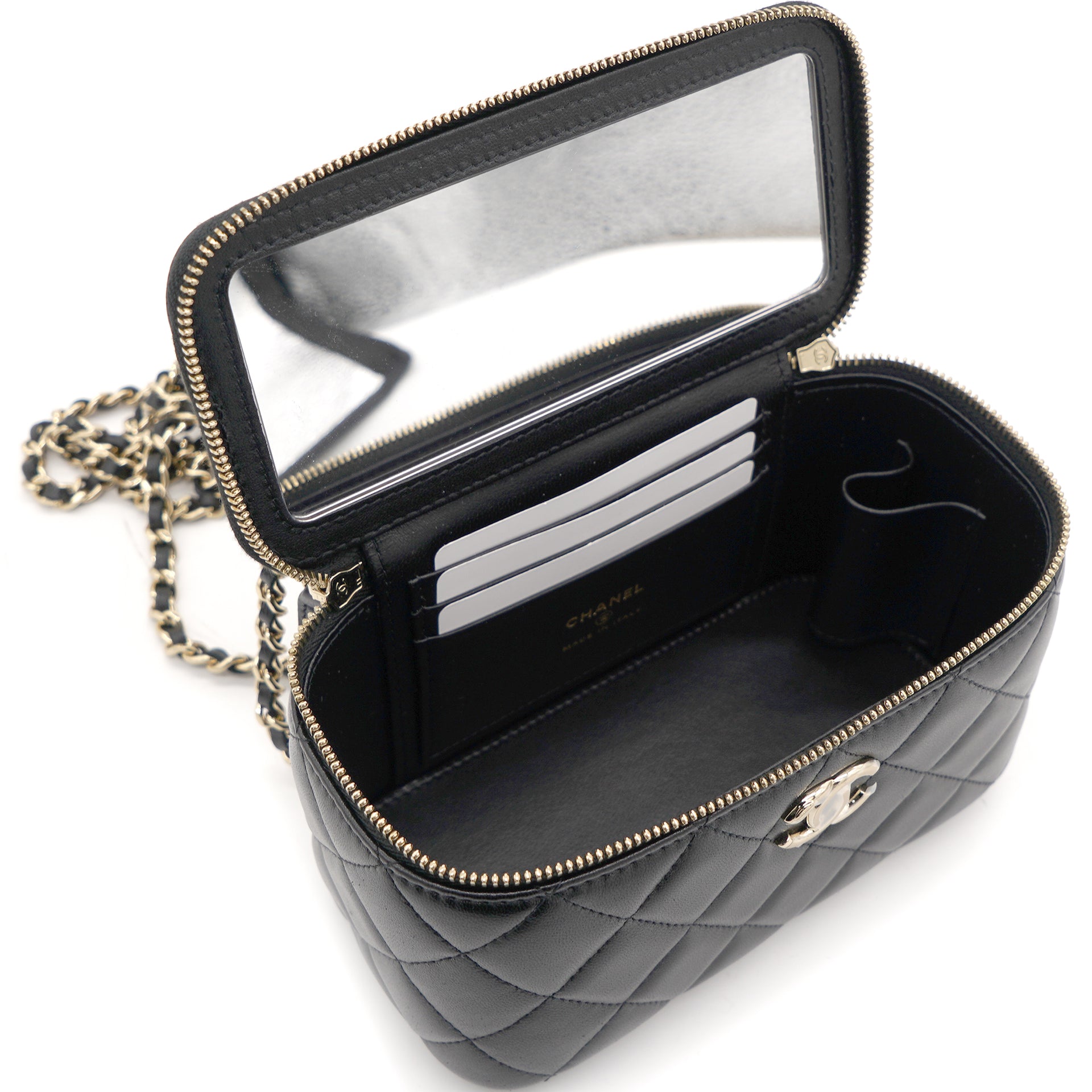 Chanel Vanity Case Small 22S Lambskin Black in Lambskin Leather with  Gold-tone - US