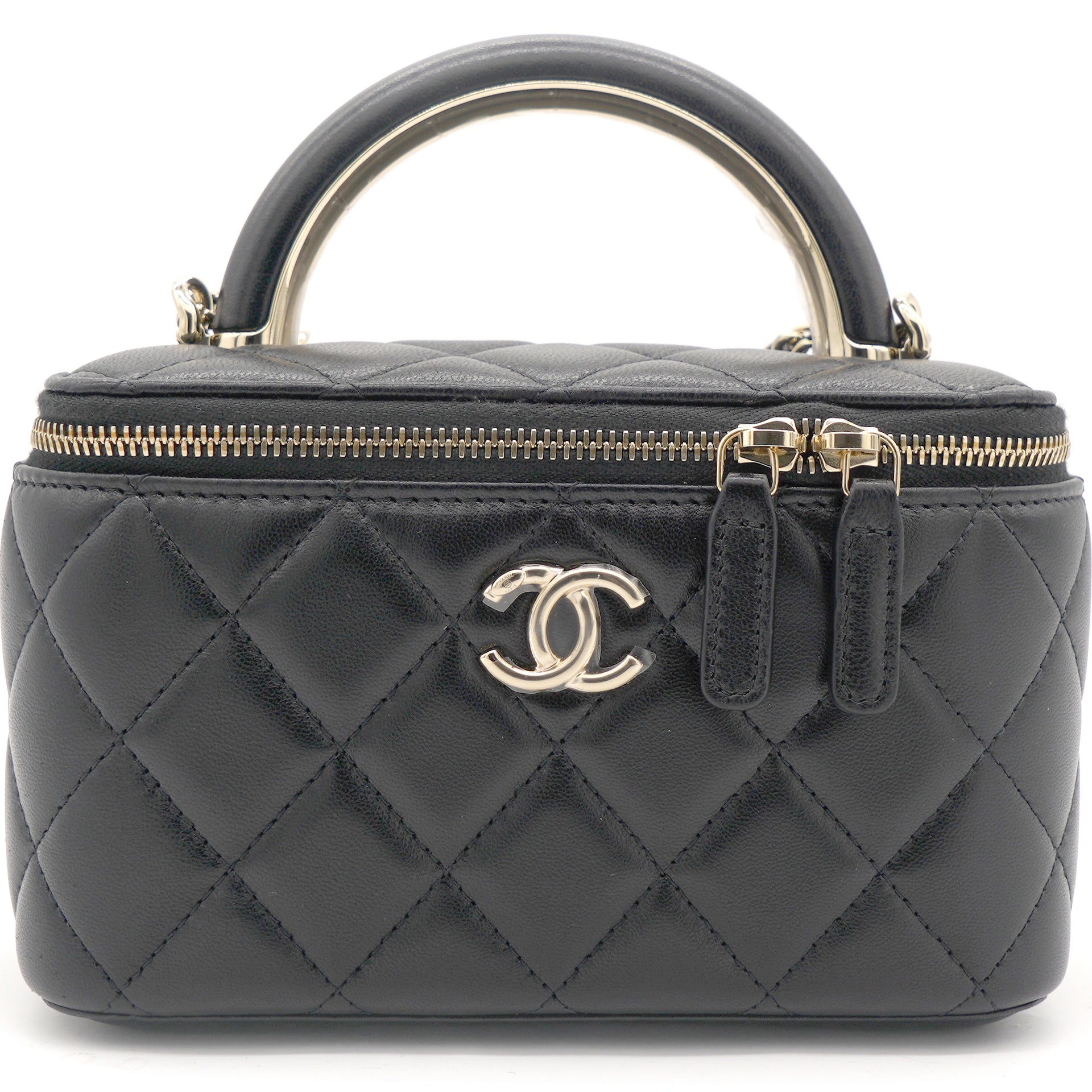 Chanel Vanity Rectangular Top Handle Black Lambskin Gold Hardware – Coco  Approved Studio