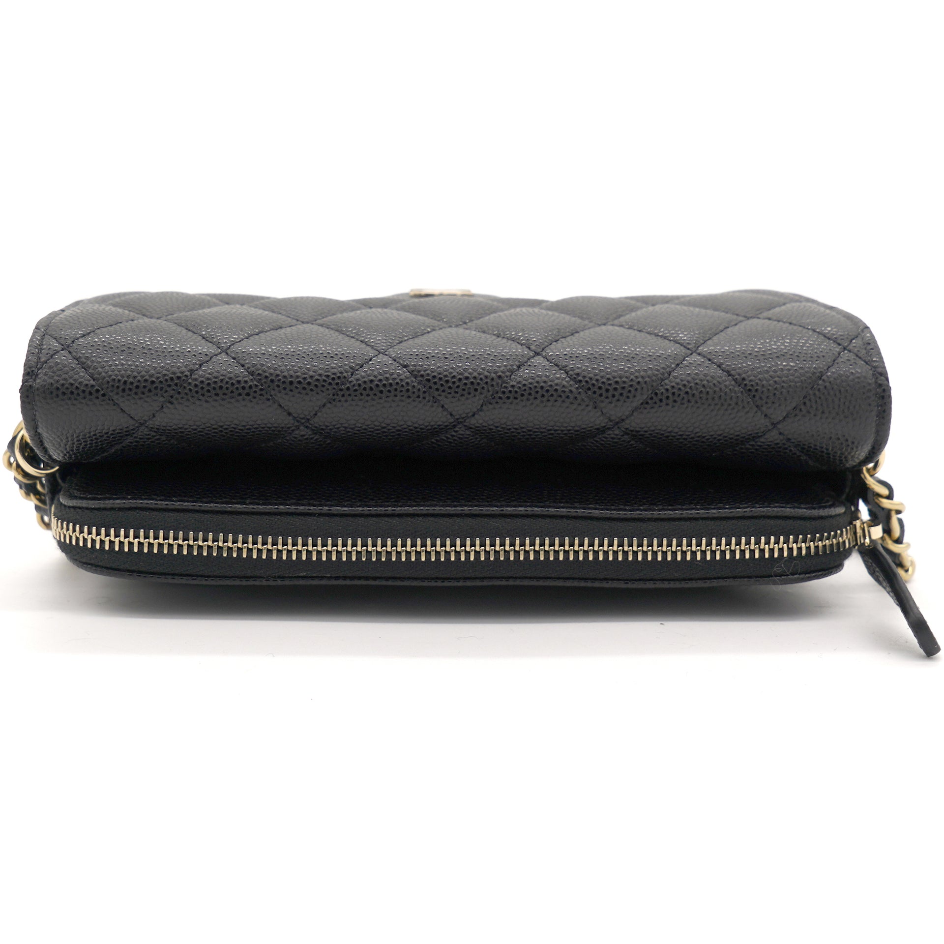 Chanel Card Holder Quilted Caviar Gold-tone Black