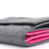 Calfskin Quilted Cambon Bi-Fold Wallet Black