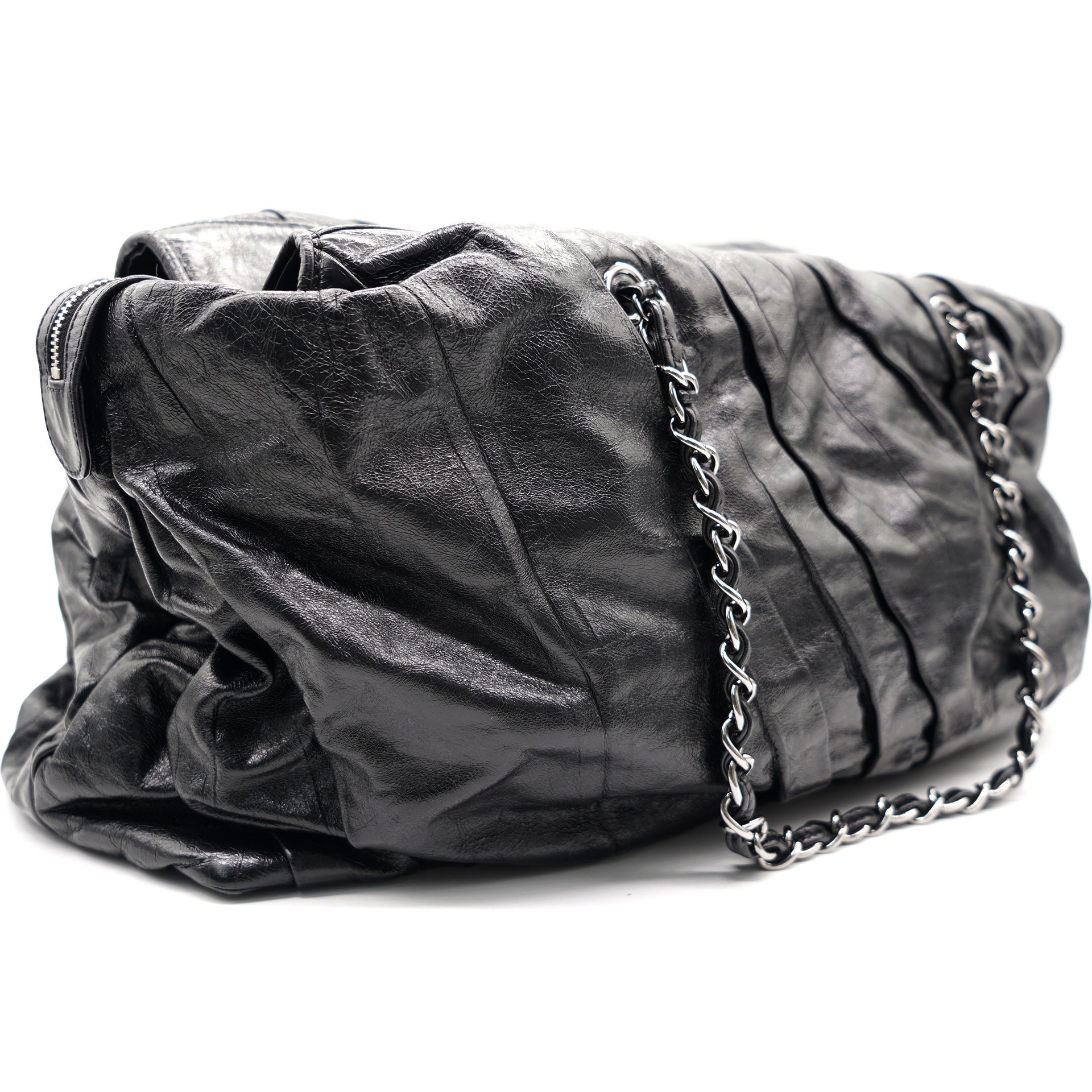 Chanel Black Glazed Chain Large Tote