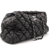 Dark brown Bubble Quilted Lambskin Leather Tote Bag