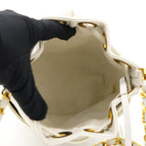 Bucket Drawstring Vintage Quilted Mini White Lambskin Bag
