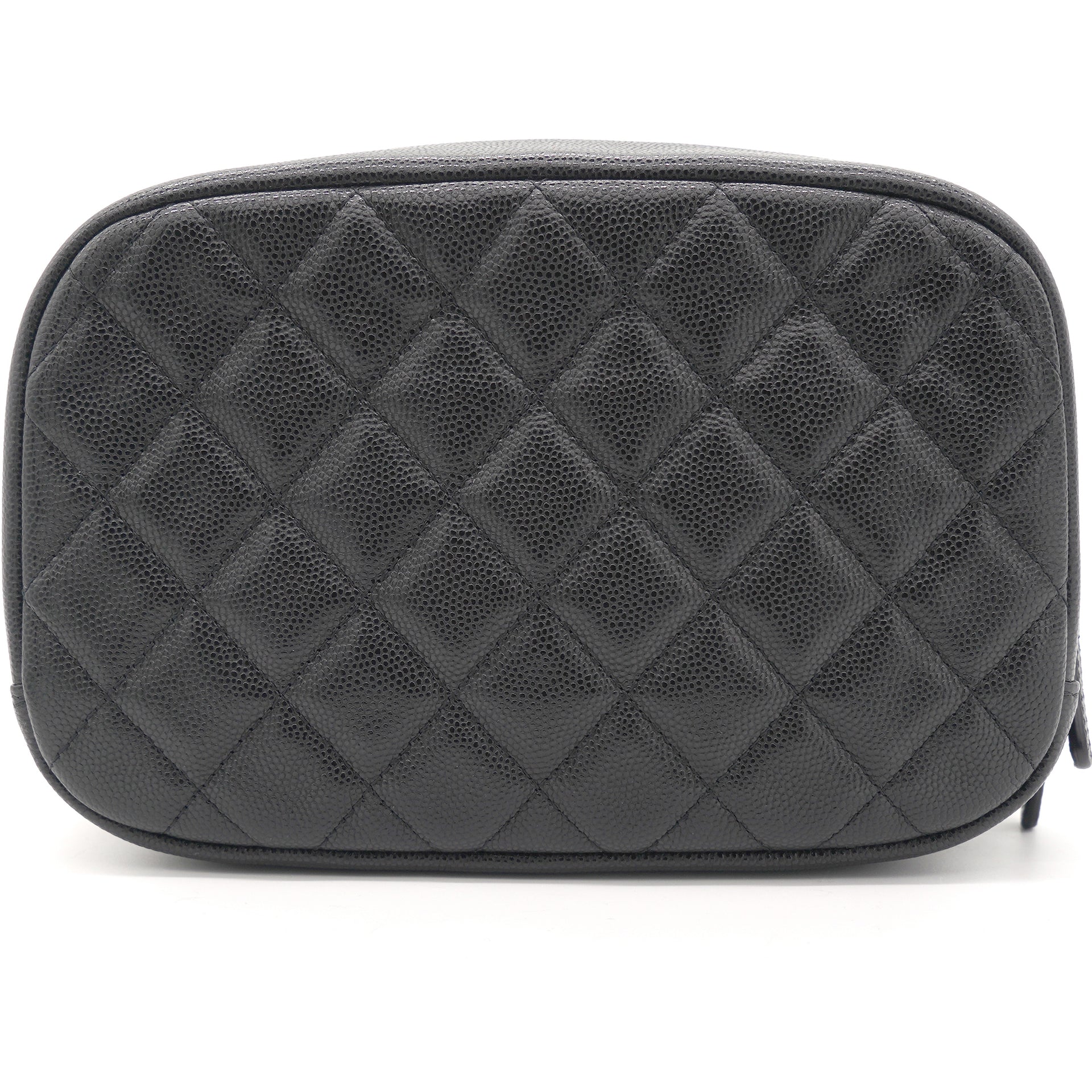 Caviar Quilted Curvy Pouch Cosmetic Case Black