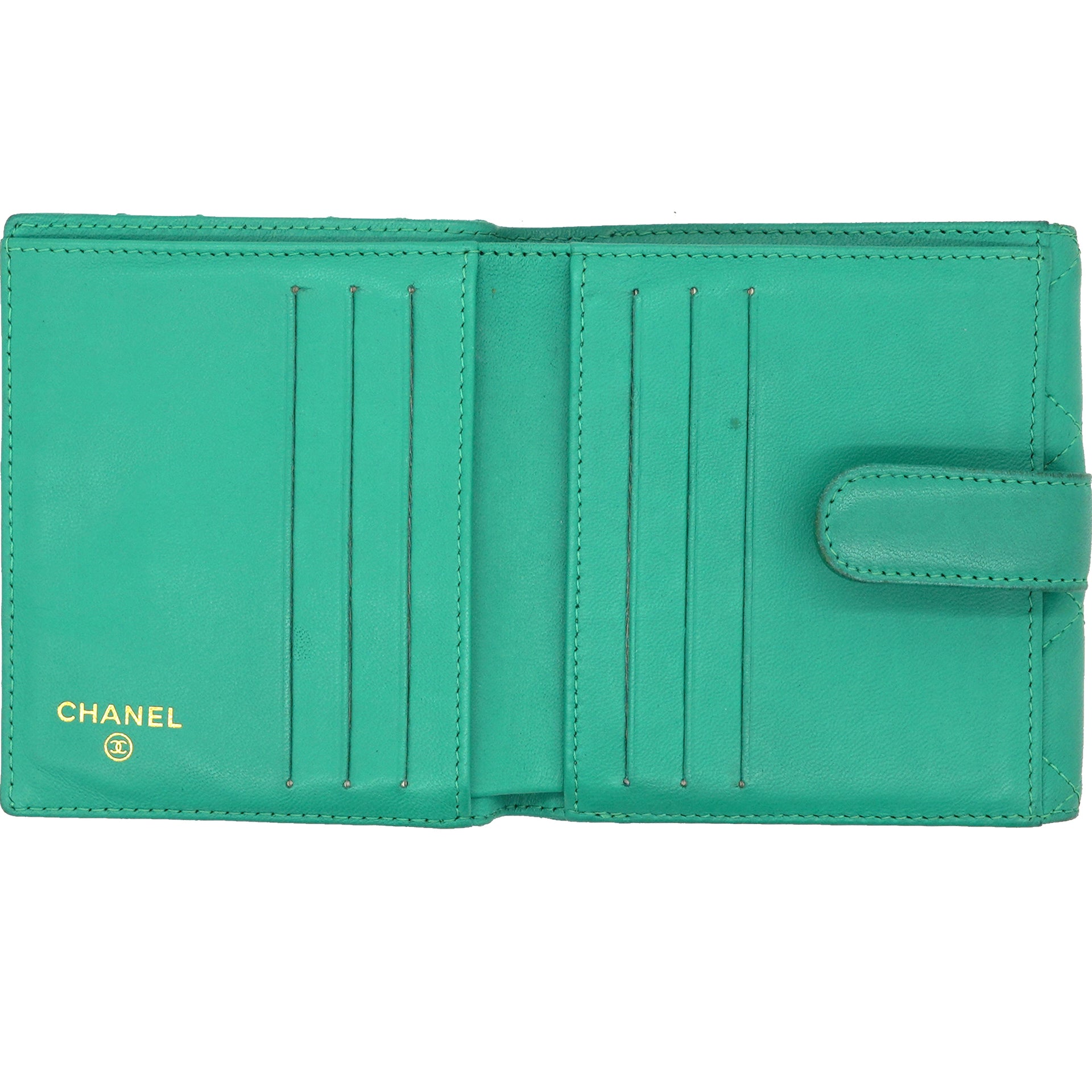 Lambskin Green Classic Small Flap Wallet