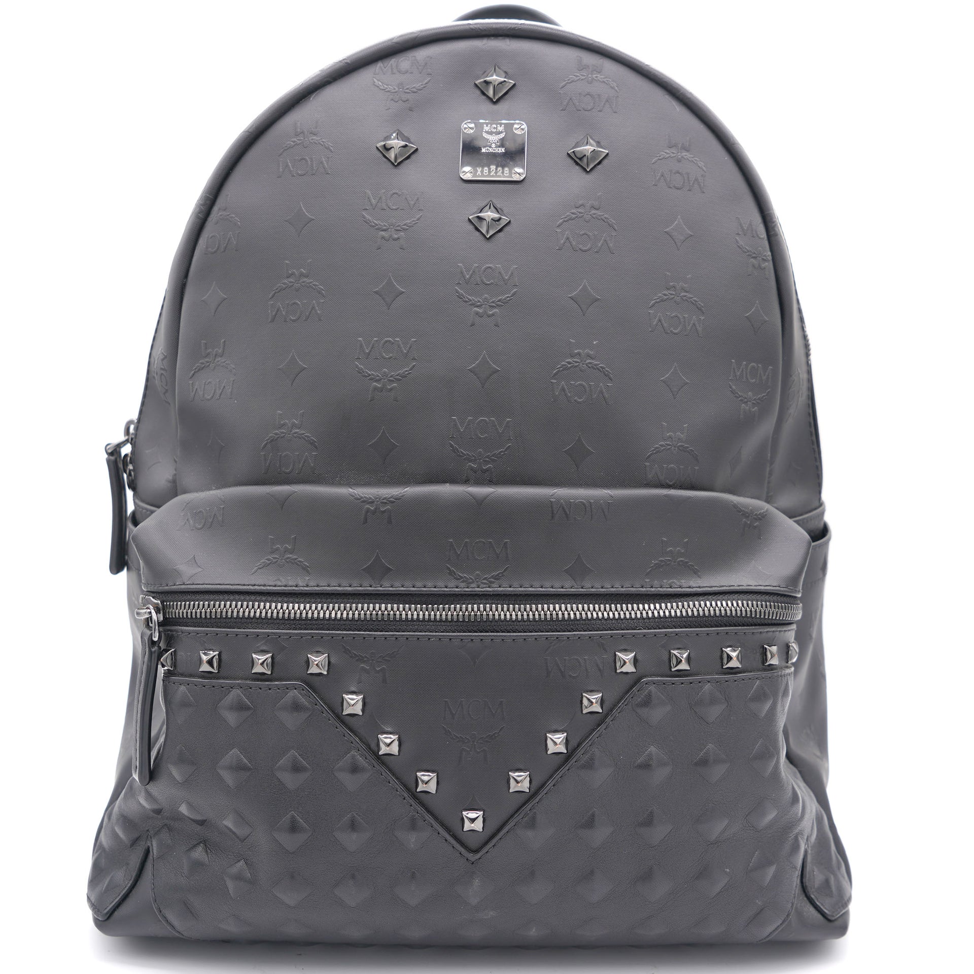 MCM Monogram Leather Stud Medium Stark Backpack Black – STYLISHTOP