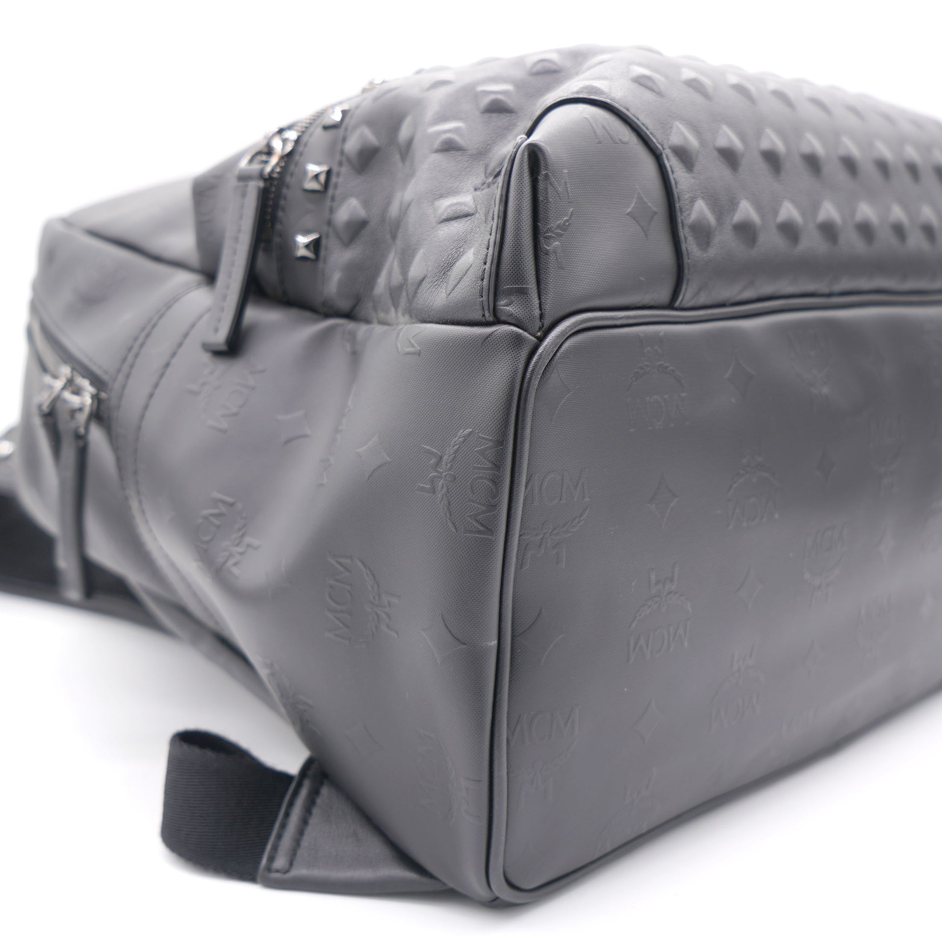 MCM Backpack Monogram Ottomar Leather Black in Calfskin Leather