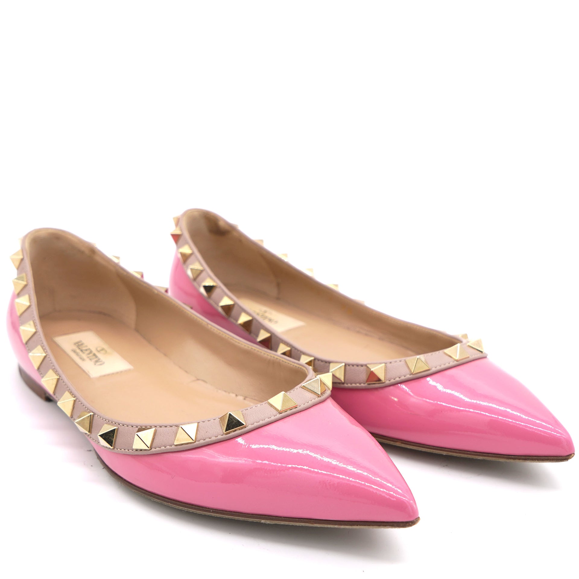 Pink Patent Leather Rockstud Ballet Flats 35