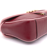 Vintage Effect Calfskin Matelasse Diagonal Small Enamel GG Marmont Shoulder Bag Red