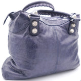 Blue Lambskin Leather Giant 12 Silver Motorcycle Vertical City Bag