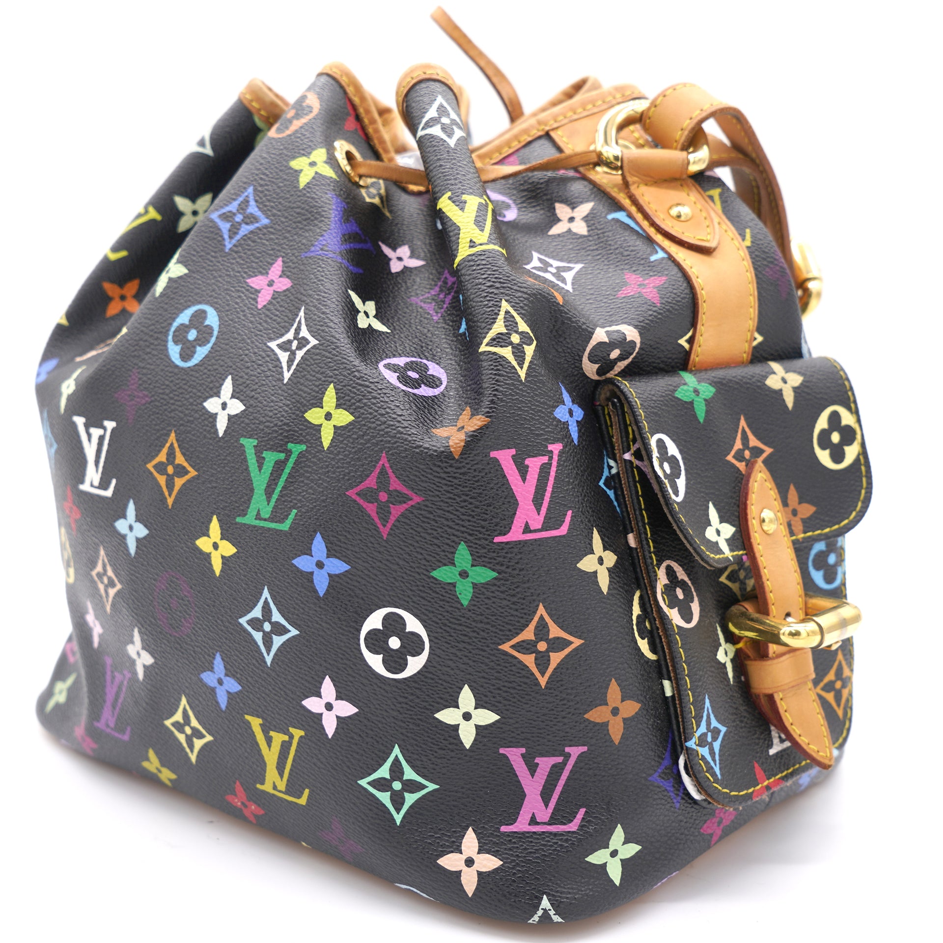 Au LOUIS VUITTON Monogram Multicolor Black Petit Drawings Noe Shoulder Bag