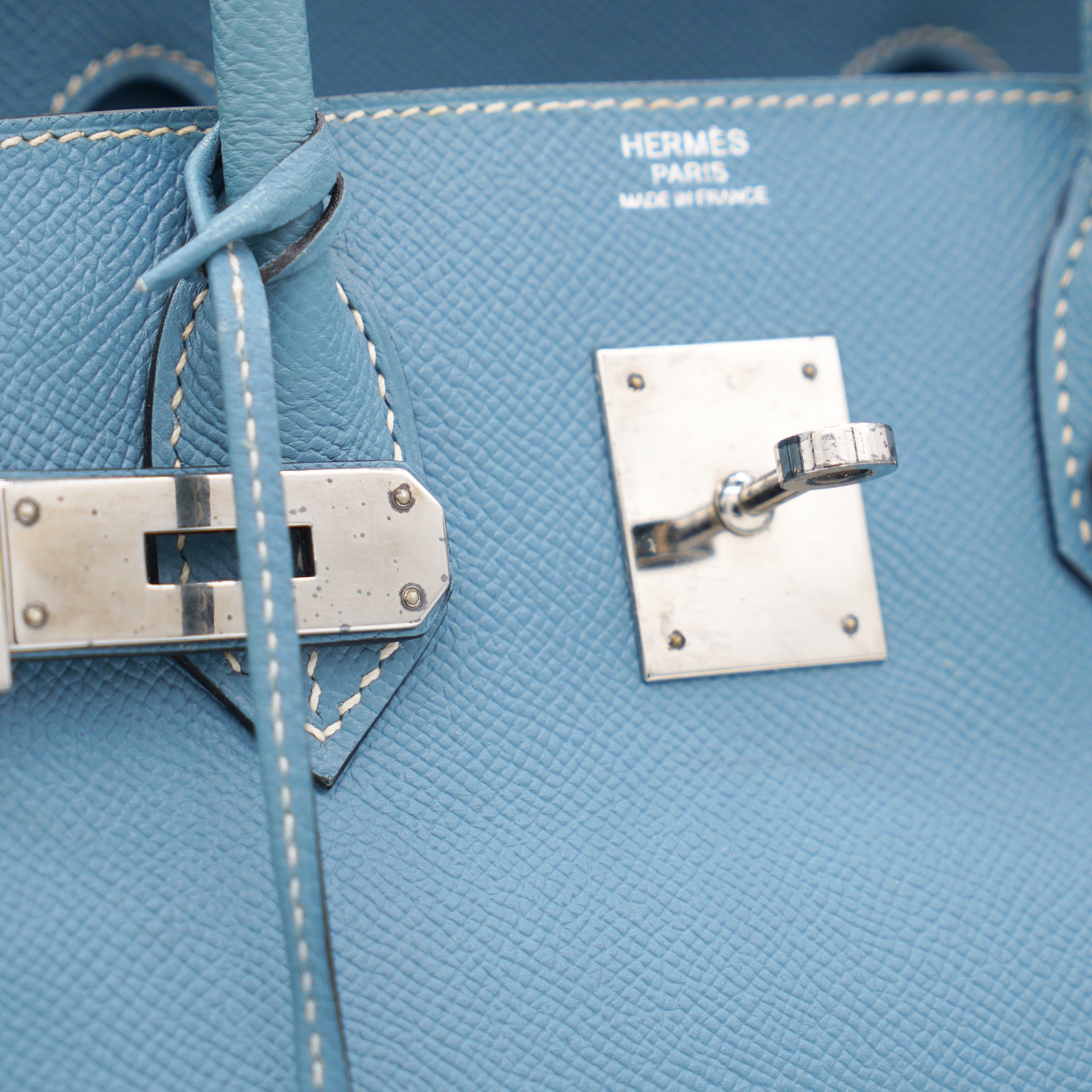 Hermès 30 Bleu Jean Birkin Epsom Leather Bag - PreLoved Treasures