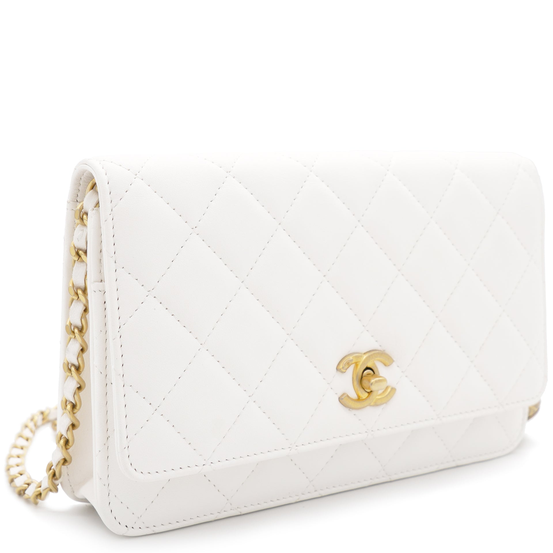 Chanel Lambskin Quilted CC Pearl Crush Wallet on Chain White – STYLISHTOP