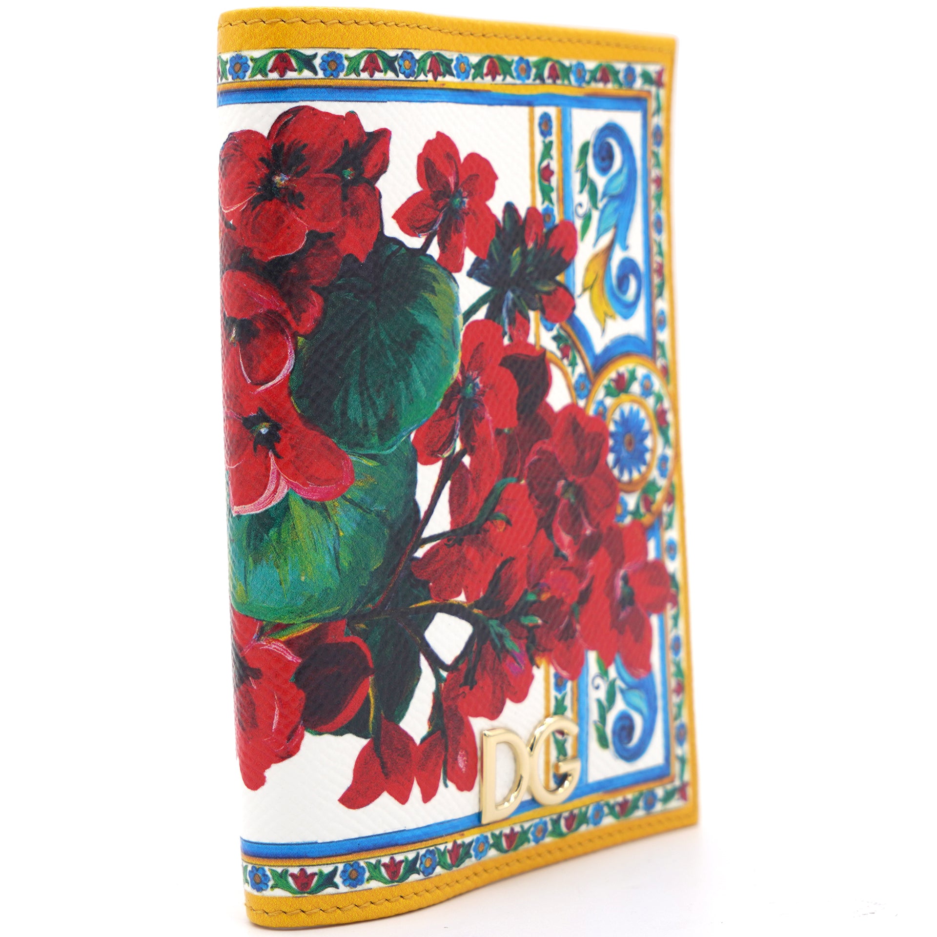 Multicolour Flower Print Leather Passport Holder