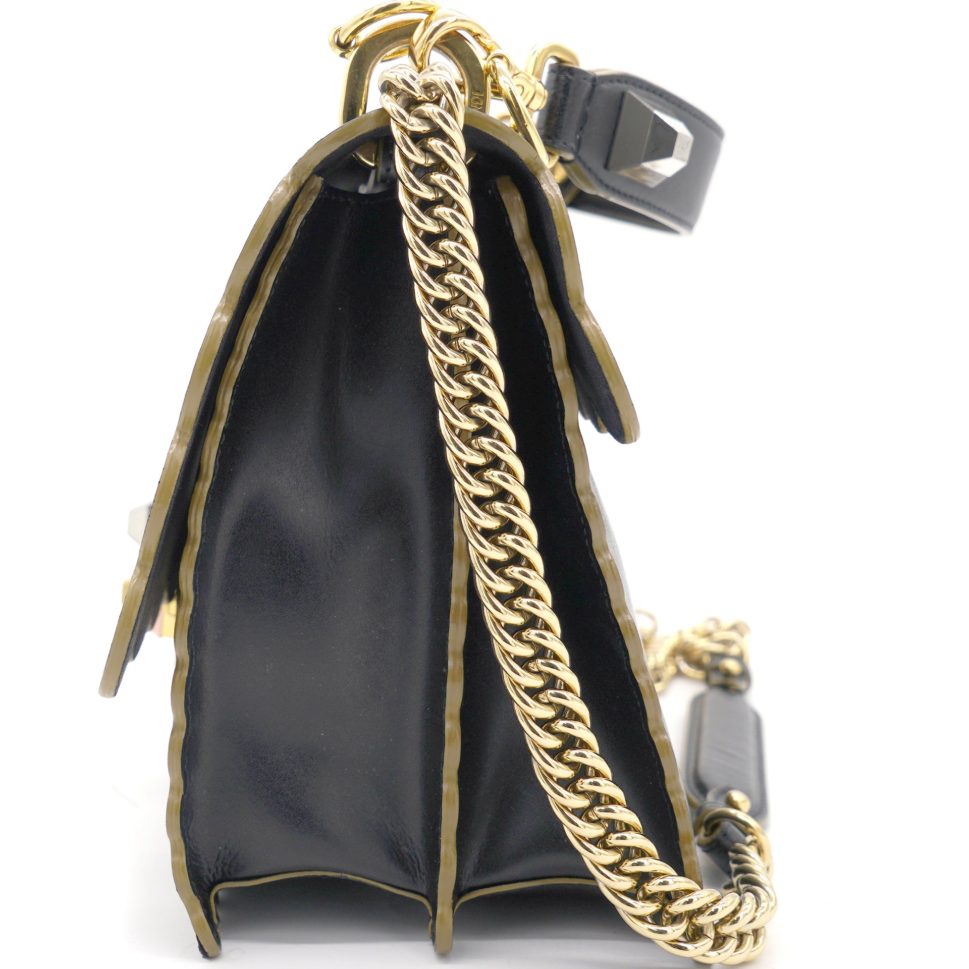 Fendi Black Kan I shoulder bag with Fendi Black Logo detail leather bag  strap