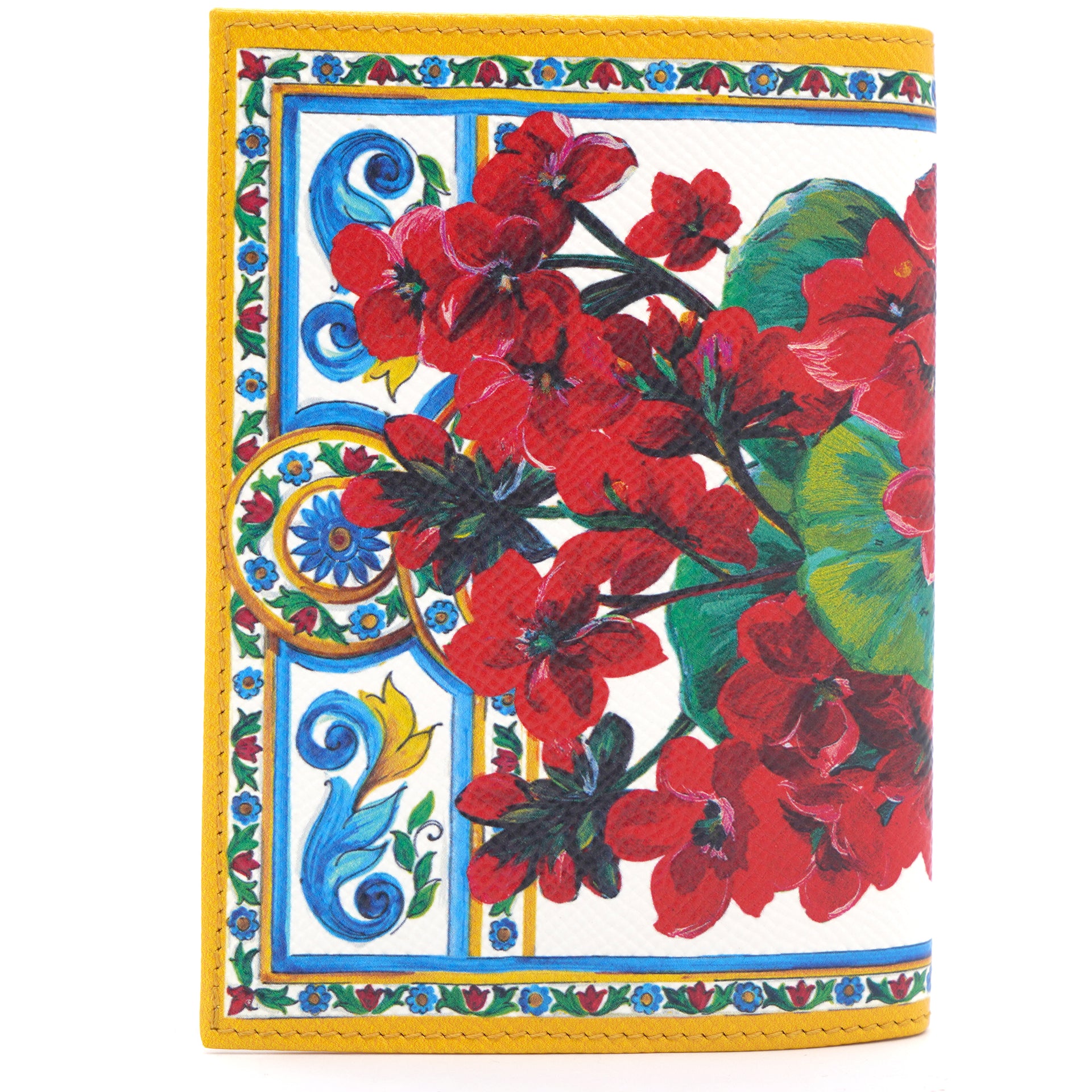 Multicolour Flower Print Leather Passport Holder