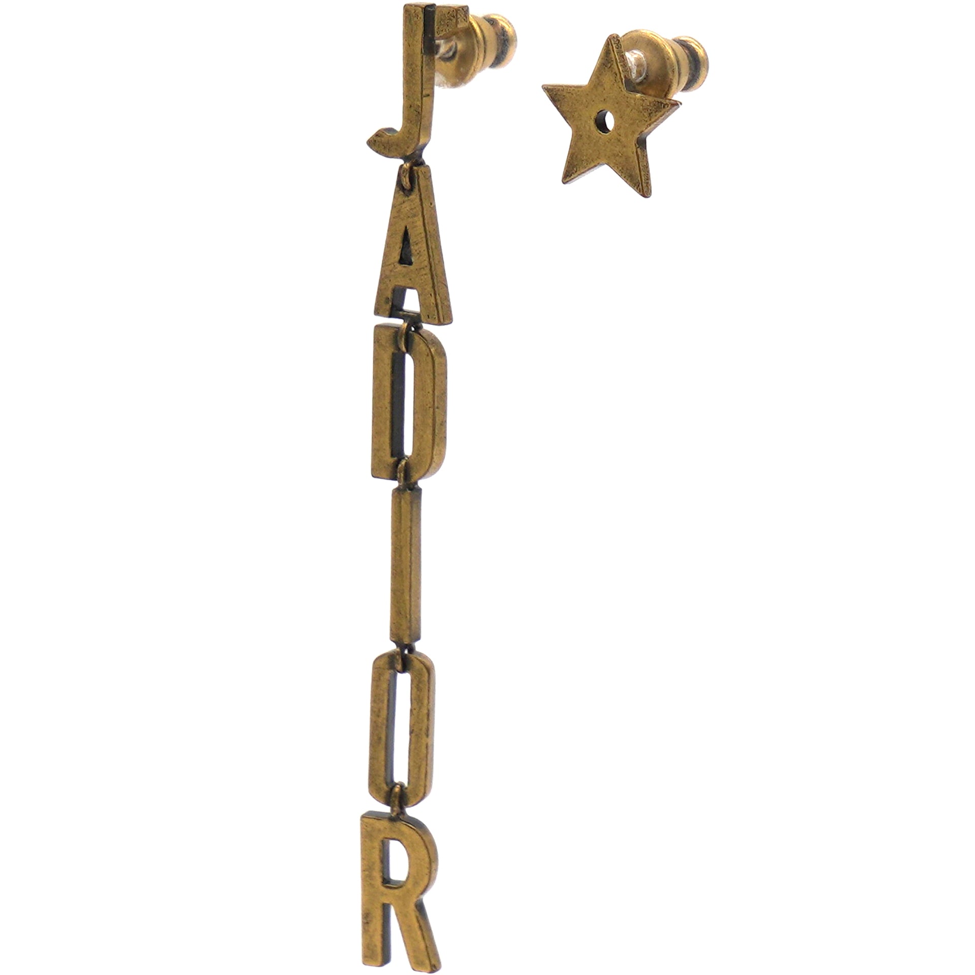 Metal J’ADIOR Star Drop Chain Earrings Aged Gold