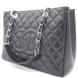 Black Quilted Caviar Leather Grand GST Shopper Tote Bag