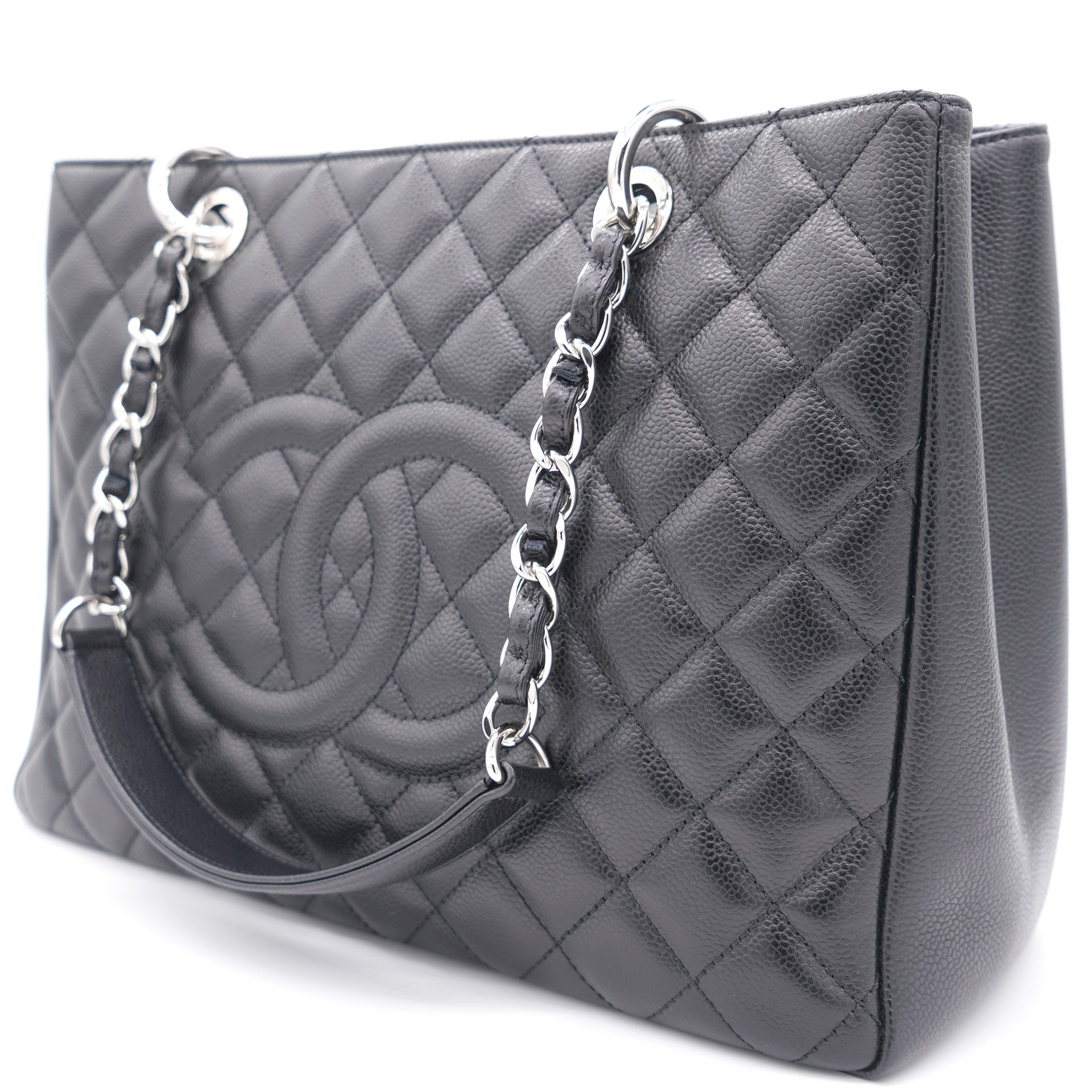Handbags Chanel Chanel Caviar Chain Shoulder Bag Shopping Tote Black Quilted Purse