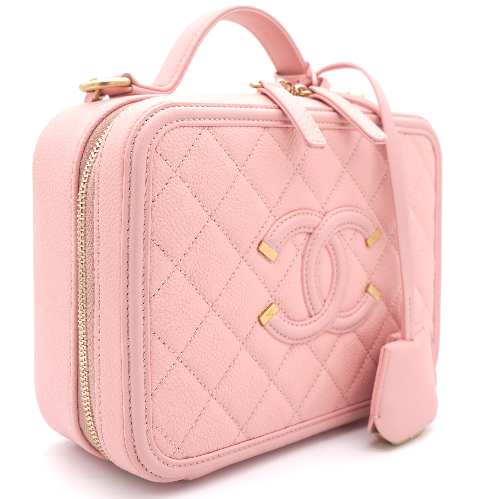 CHANEL Enamel Coco Hearts Small Quilted Leather Crossbody Vanity Case