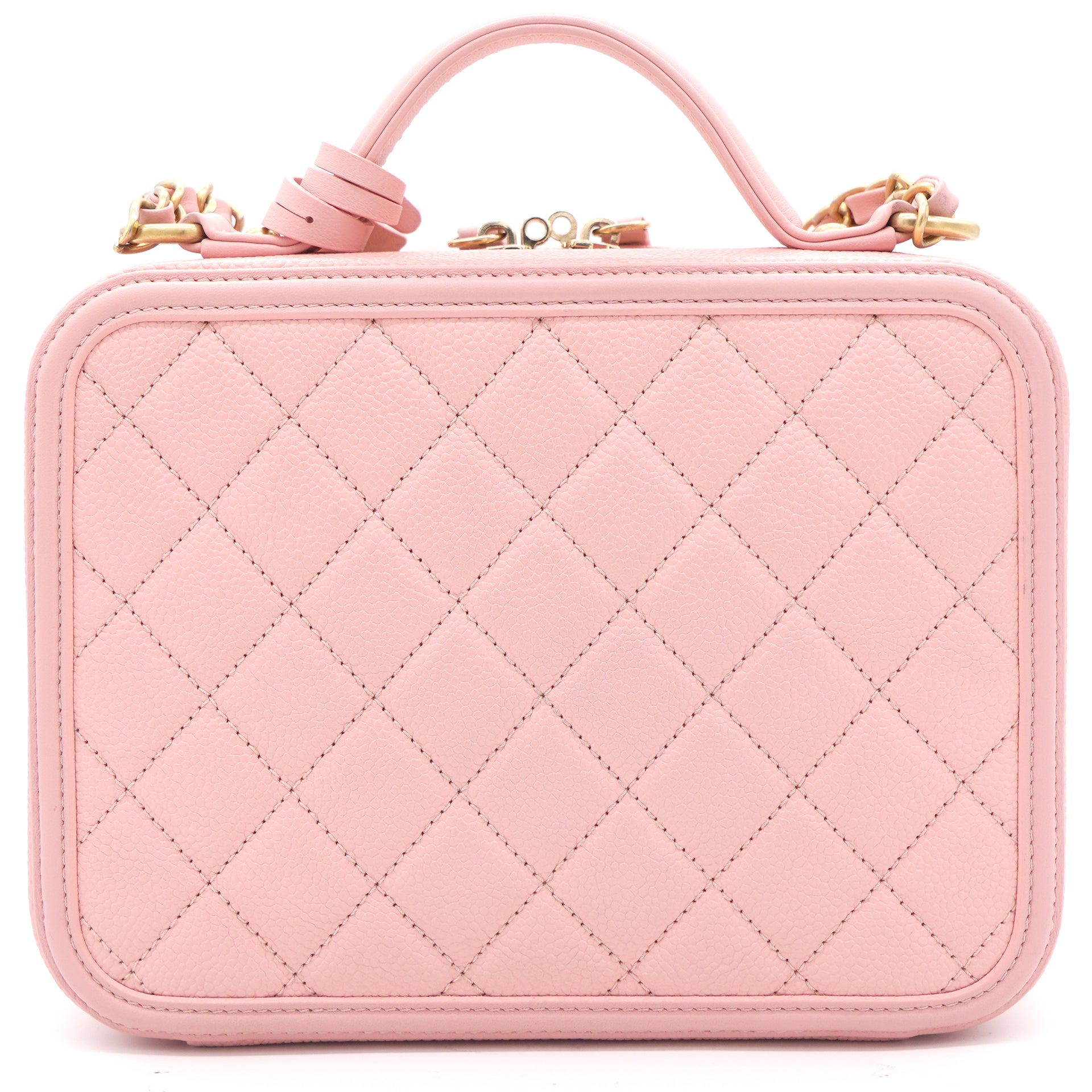 Chanel Pink Quilted Caviar Leather Medium CC Filigree Vanity Case Bag –  STYLISHTOP