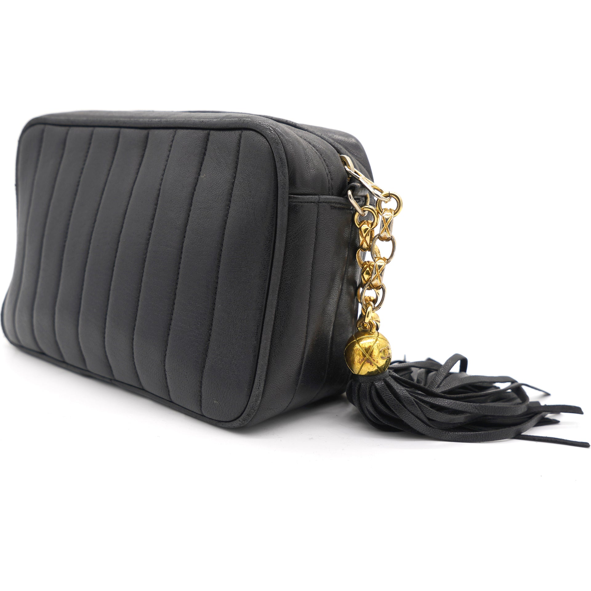 Chanel Black Leather Chain CC Tassel Camera Bag – STYLISHTOP